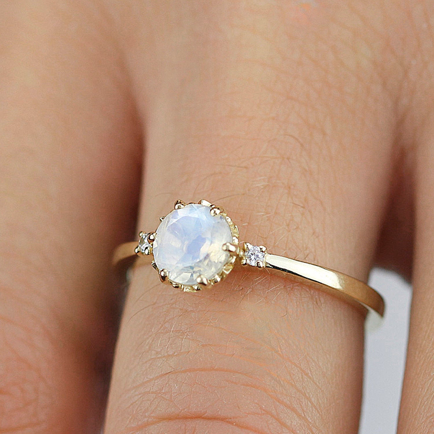 Unique moonstone hot sale engagement rings