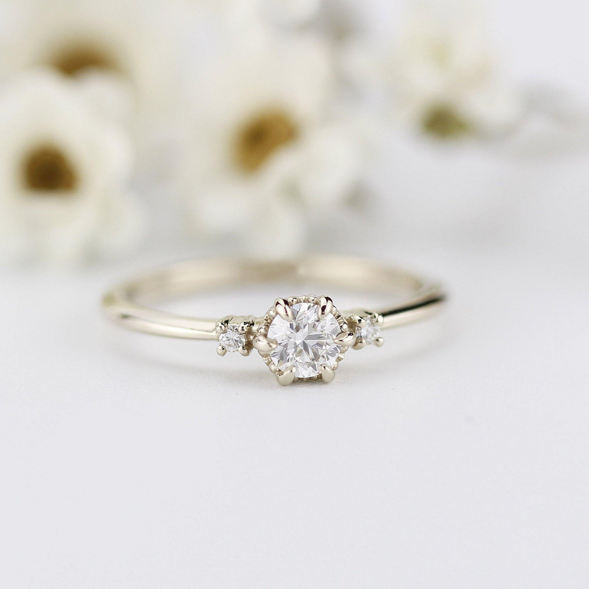 Dainty engagement deals rings white gold