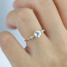 Load image into Gallery viewer, Aquamarine and diamond ring, aquamarine cluster, 18k gold ring aquamarine