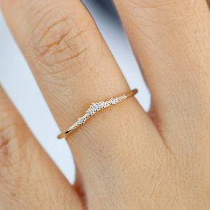 Wedding set rings delicate, wedding ring set white gold, 18k gold engagement ring and wedding band set |R 323-327WD