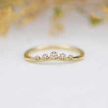 Load image into Gallery viewer, Curved wedding band diamond, diamond filigree ring, curved band engagement ring