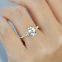 Load image into Gallery viewer, White topaz engagement ring, oval diamond engagement ring, 6 prong oval ring, classy engagement ring