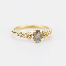 Load image into Gallery viewer, Oval Labradorite and Diamond engagement ring, Gold ring Labradorite, 18k gold ring, simple diamond ring