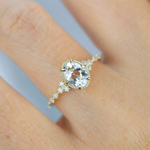 Load image into Gallery viewer, White topaz engagement ring, oval diamond engagement ring, 6 prong oval ring, classy engagement ring