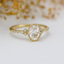 Load image into Gallery viewer, White topaz engagement ring, oval diamond engagement ring, 6 prong oval ring, classy engagement ring