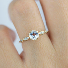 Load image into Gallery viewer, Aquamarine and diamond engagement ring