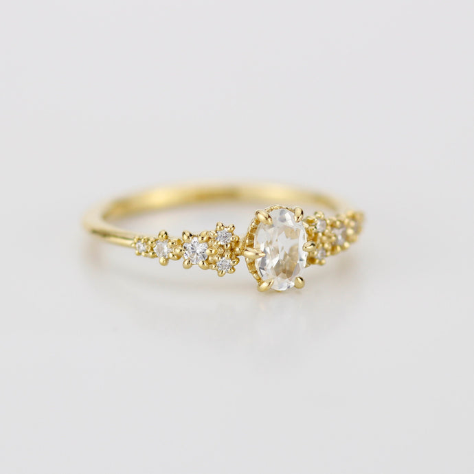 Simple Diamond engagement ring, oval topaz ring, oval engagement ring, 18k gold ring, simple diamond ring