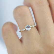 Load image into Gallery viewer, aquamarine and diamond engagement ring