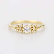 Load image into Gallery viewer, Unique diamond engagement ring, handmade diamond ring, antique style ring, simple diamond ring, cluster diamond ring