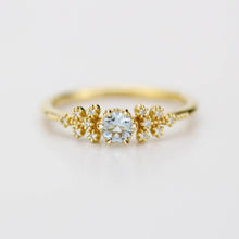 Load image into Gallery viewer, Round aquamarine and diamond ring, vintage style aquamarine ring