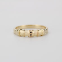 Load image into Gallery viewer, 18K Gold Men’s Engagement Ring with Black Diamond &amp; Hand-Engraved Detailing