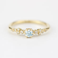 Load image into Gallery viewer, Aquamarine and diamond engagement ring simple, engagement rings simple minimalist | R295AQ