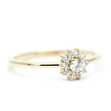 Load image into Gallery viewer, Round diamond halo engagement ring simple | Round engagement ring with halo vintage unique - NOOI JEWELRY