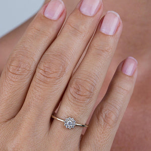 Round diamond halo engagement ring simple | Round engagement ring with halo vintage unique - NOOI JEWELRY