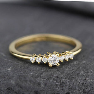 Round diamond engagement ring side stones | Diamond rings modern simple - NOOI JEWELRY