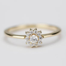 Load image into Gallery viewer, Round diamond halo engagement ring simple | Round engagement ring with halo vintage unique - NOOI JEWELRY