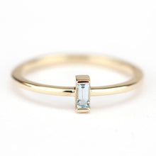 Load image into Gallery viewer, small baguette engagement ring |Blue topaz baguette ring - NOOI JEWELRY