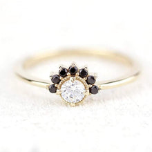 Load image into Gallery viewer, Cluster Engagement Ring Yellow Gold,Cluster Diamond Ring, Black Diamond Cluster Ring. Engagement Cluster Ring, Ring Cluster, Engagement Ring - NOOI JEWELRY