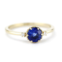 Load image into Gallery viewer, Blue kyanite engagement ring, Three stones ring 18k gold - NOOI JEWELRY