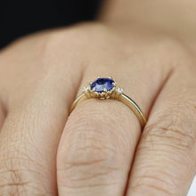 Load image into Gallery viewer, Blue kyanite engagement ring, Three stones ring 18k gold - NOOI JEWELRY