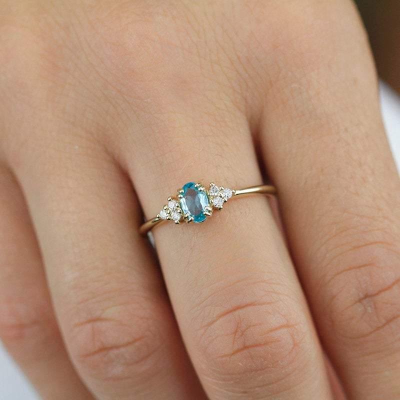 Blue Apatite Ring, Apatite Pear Shape Ring, 18K Rose Gold Over Sterling Silver, Solitaire Ring, Criss Cross outlet Band Ring, Pear Engagement Ring.