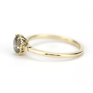 delicate engagement ring three stone ring labradorite and diamond 18k gold - NOOI JEWELRY