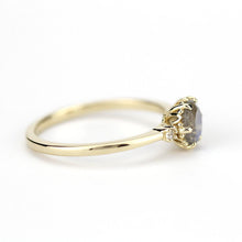 Load image into Gallery viewer, delicate engagement ring three stone ring labradorite and diamond 18k gold - NOOI JEWELRY