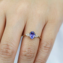 Load image into Gallery viewer, oval tanzanite and diamonds ring, diamond and tanzanite engagement ring - NOOI JEWELRY