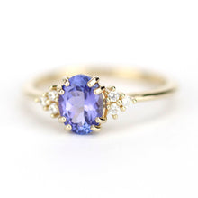 Load image into Gallery viewer, oval tanzanite and diamonds ring, diamond and tanzanite engagement ring - NOOI JEWELRY