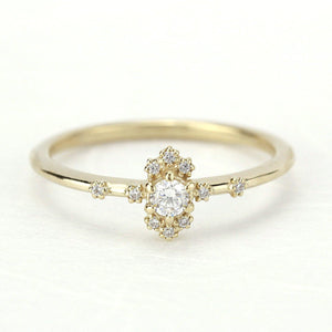 dainty engagement ring simple diamonds | small diamond cluster ring - NOOI JEWELRY