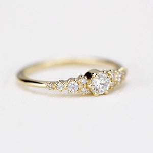 cluster engagement ring round diamonds | Simple engagement ring - NOOI JEWELRY