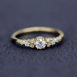 cluster engagement ring round diamonds | Simple engagement ring - NOOI JEWELRY