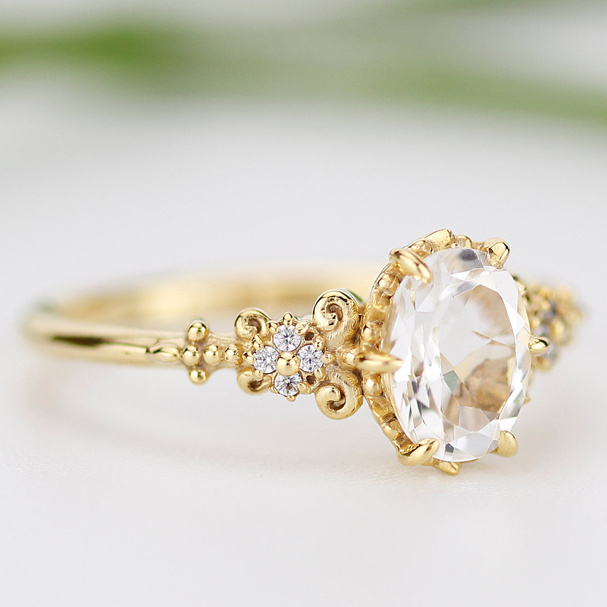 white topaz and diamond ring, vintage style engagement rings diamond u ...