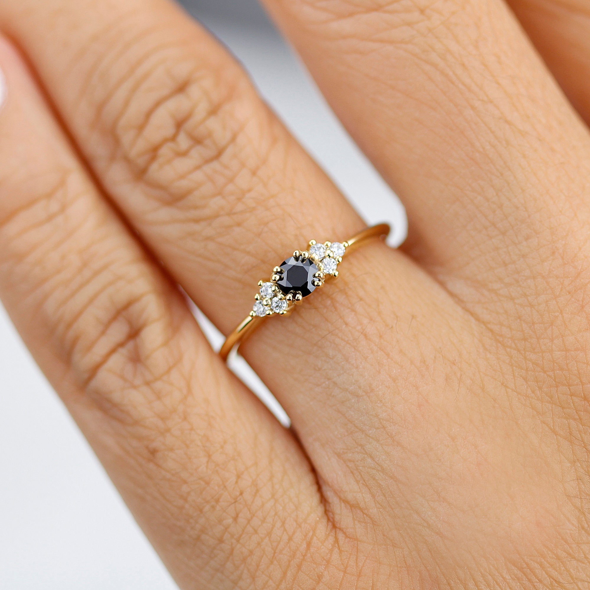 Tiny black hot sale diamond ring