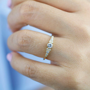 cluster engagement ring round diamonds | Simple engagement ring - NOOI JEWELRY