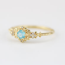 Load image into Gallery viewer, vintage style engagement rings art deco,  apatite and diamond engagement ring - NOOI JEWELRY