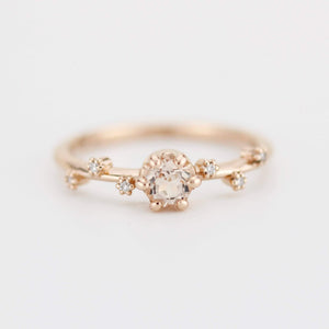 Morganite and diamond engagement ring, simple engagement ring | R256MOR - NOOI JEWELRY