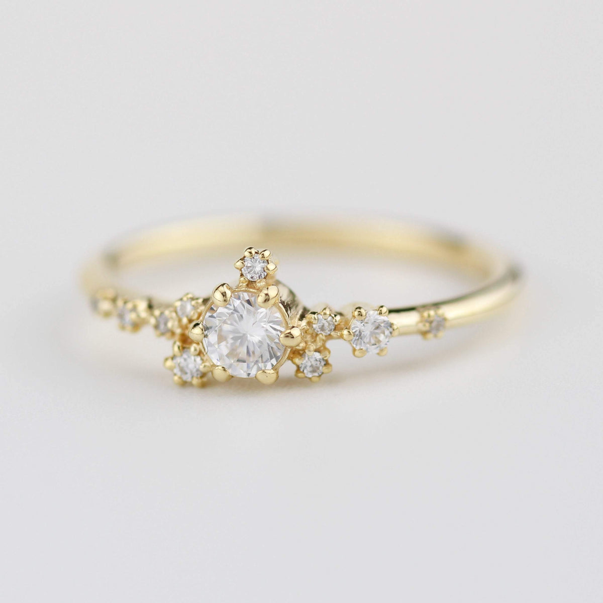Unique engagement ring, engagement ring white diamond, delicate engage ...