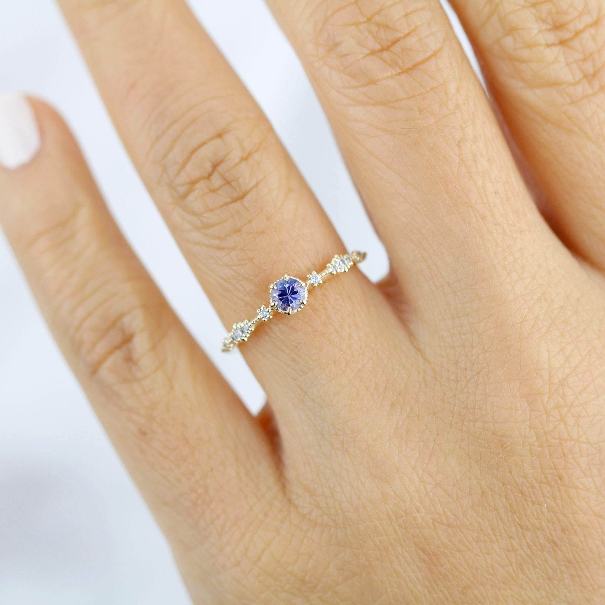 Simple tanzanite and diamond engagement ring | R323TNZ