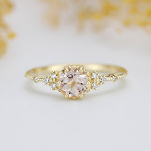 Morganite and diamond ring, morganite engagement ring, anniversary diamond ring |  R 345MO