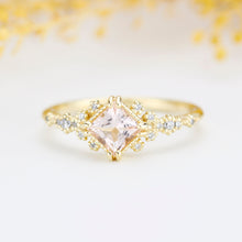 Load image into Gallery viewer, Engagement ring morganite and diamond, simple diamond ring, cluster morganite, unique simple ring | R339MO