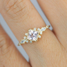 Load image into Gallery viewer, Engagement ring morganite and diamond, simple diamond ring, cluster morganite, unique simple ring | R339MO