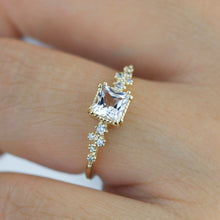 Load image into Gallery viewer, Princess cut engagement ring Moissanite and diamond | R 340MOISSANITE