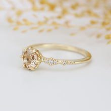 Load image into Gallery viewer, Engagement ring morganite and diamond, peach morganite ring, simple cluster ring, champagne morganite | R 355MORGANITE