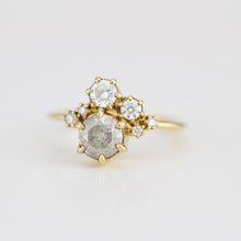 Load image into Gallery viewer, Salt and pepper diamond ring, unique diamond ring, cluster salt and pepper diamond ring | R361 SALT