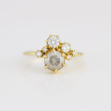 Load image into Gallery viewer, Salt and pepper diamond ring, unique diamond ring, cluster salt and pepper diamond ring | R361 SALT