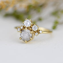 Load image into Gallery viewer, Salt and pepper diamond ring, unique diamond ring, cluster salt and pepper diamond ring | R361 SALT