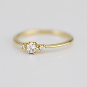 Three stone engagement ring, simple ring, diamond ring, dainty ring | R 364WD