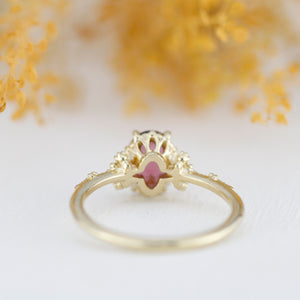 Oval Rhodolite Garnet Engagement Ring, 18k Gold ring, simple ring, Unique Cocktail Ring, Gift for Her | R 377Rhodolite